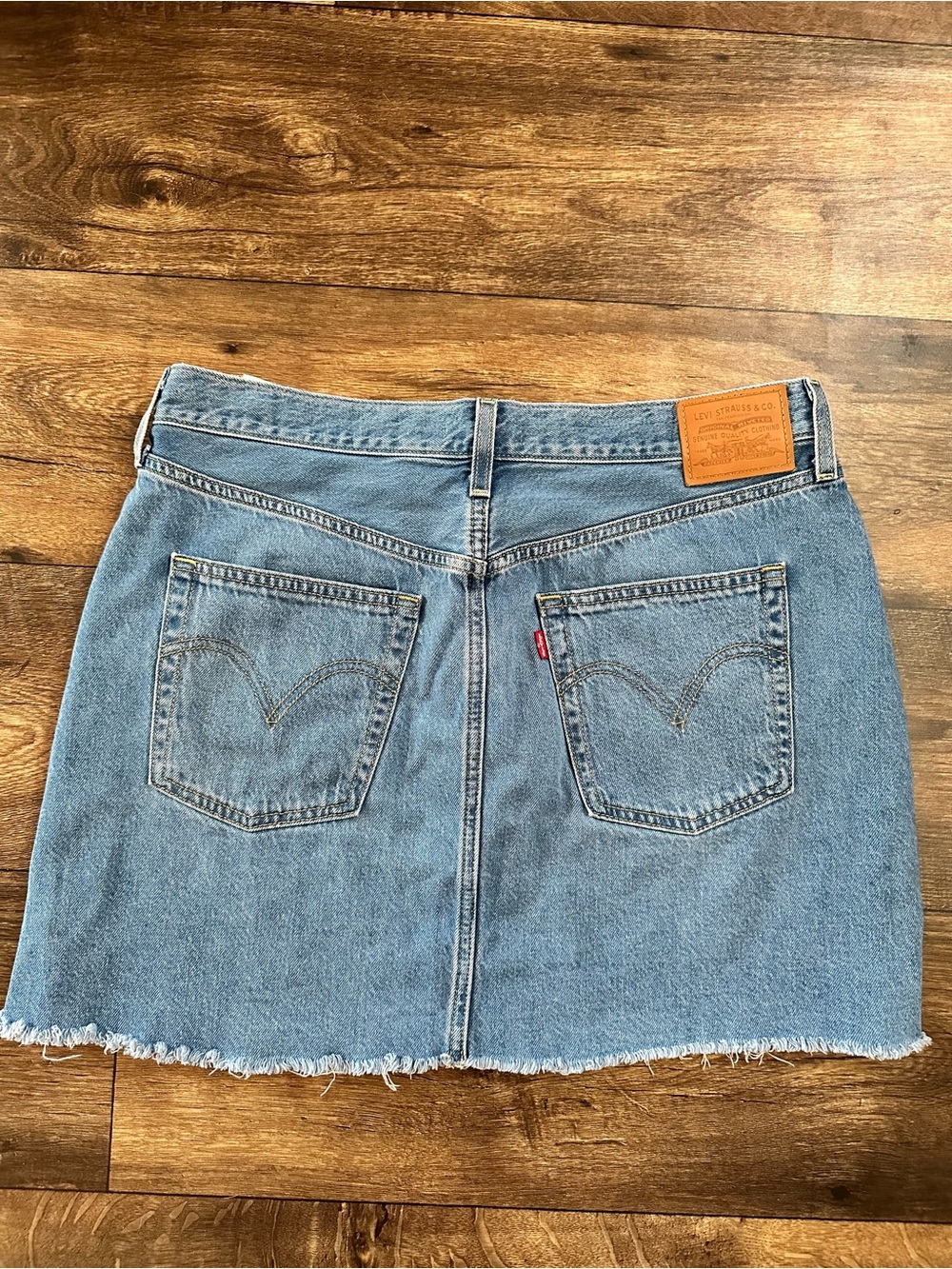 Levi's Light Blue Denim Mini Skirt with Frayed Hem